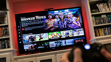 Stranger Things Have Happened The series "Stranger Things" is shown on Netflix in the TV.