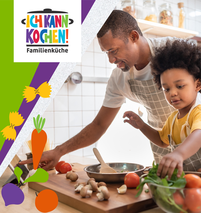 Vater kocht mit Kind