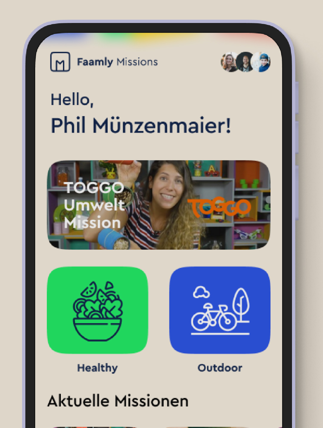 Smartphone mit Family-Missions-App