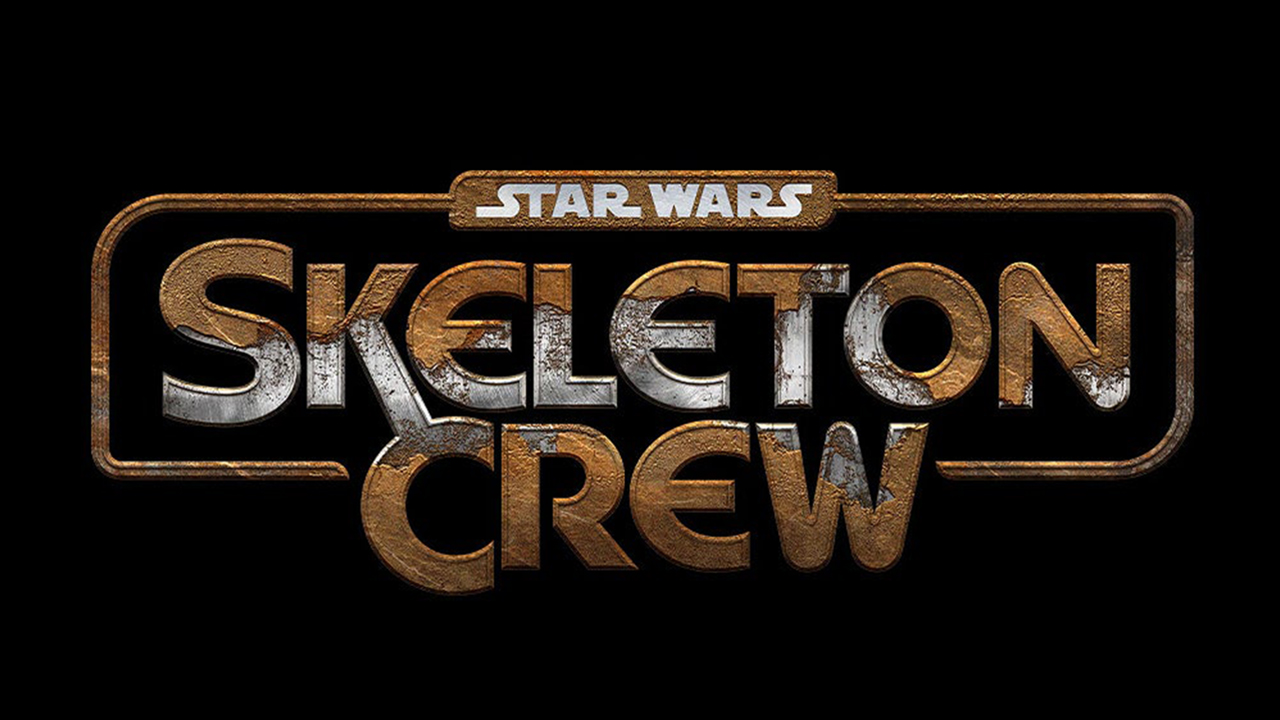 The image features the "Star Wars: Skeleton Crew" logo in a metallic and rusty texture, with "Skeleton Crew" in large letters and "Star Wars" above it.