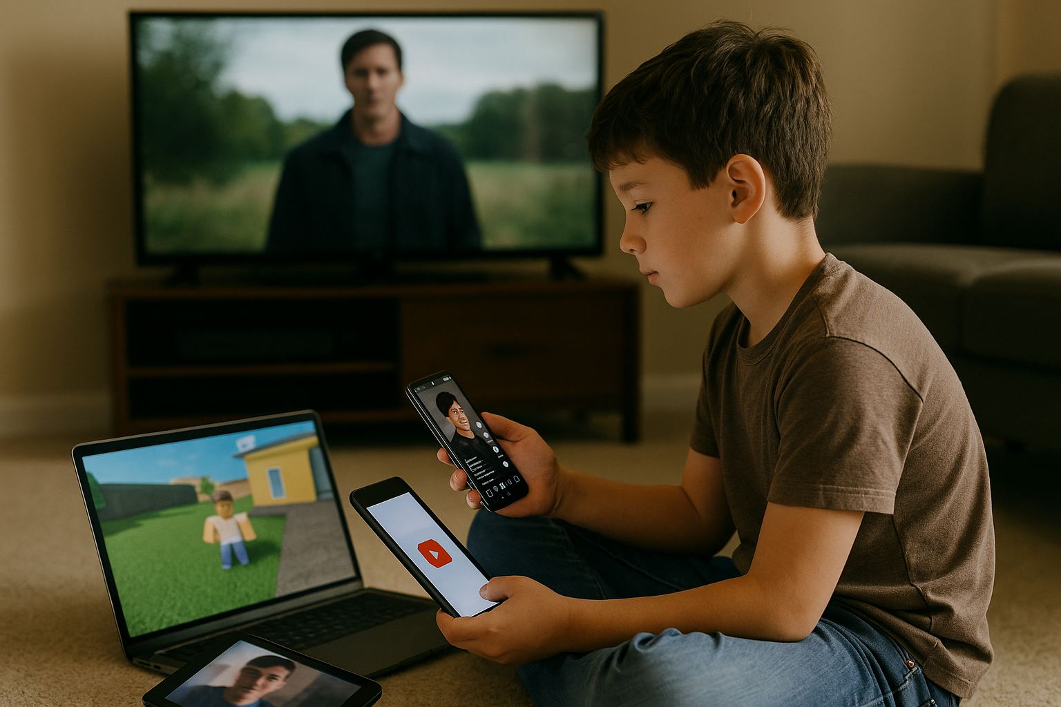 Child consuming content across multiple platforms