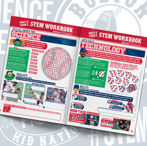 Snippet from the Red Sox STEM workbook, which includes information and games.