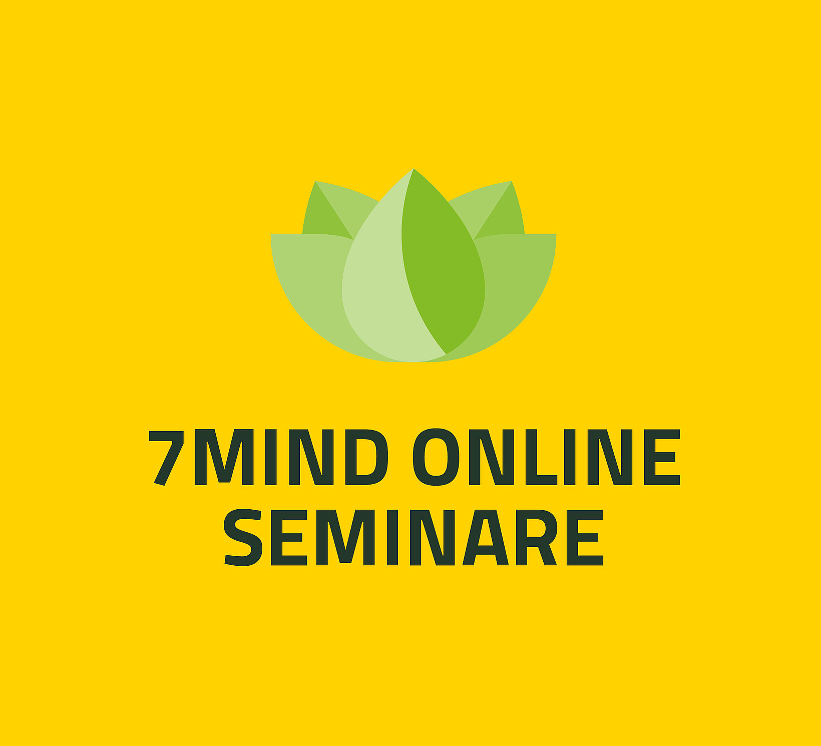 The wording "7Mind Online Seminars" on a yellow background - live event for the BARMER Campus Coach.