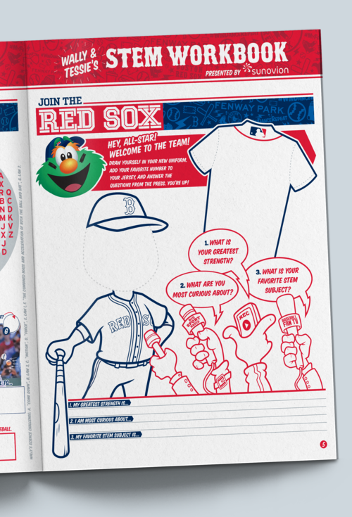 A page from the Red Sox STEM workbook, with games related to the topic.